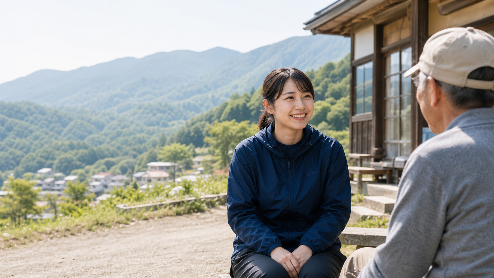 地域で活動する協力隊員が地域の人と話している様子